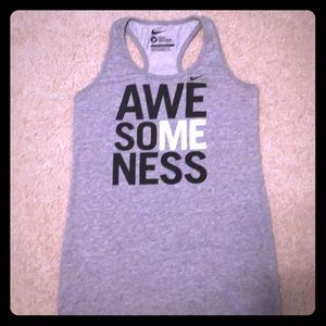Grey Nike Slim Fit AwesoMEness Workout Tank